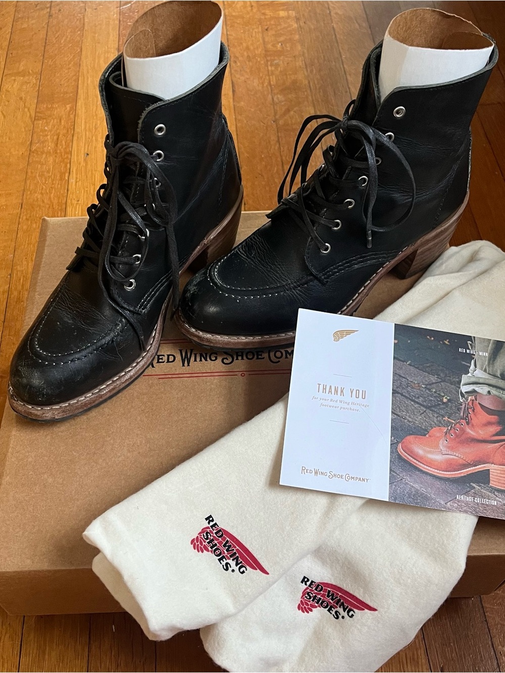 Red Wing Heritage Black Clara Boot with Leather Stacked Heel